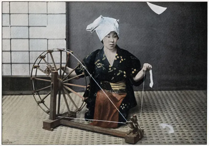 Framed Print : Spinning Wheel, c1890. Artist: Charles Gillot Framed Print : Spinning Wheel, c1890. Artist: Charles Gillot