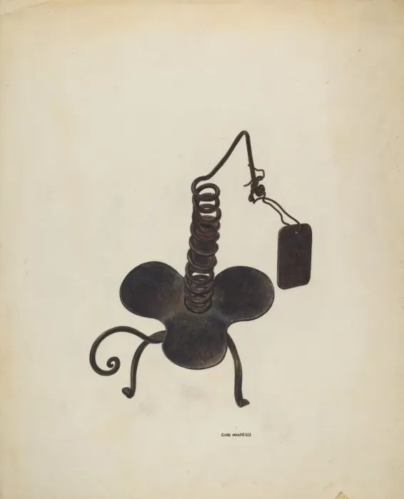 Framed Print : Spiral Iron Candle Holder, c. 1941. Creator: Chris Makrenos Framed Print : Spiral Iron Candle Holder, c. 1941. Creator: Chris Makrenos