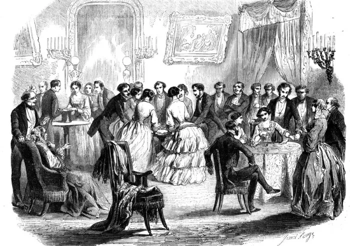 Framed Print : Spiritualist meeting in a Paris drawing room, 1853 Framed Print : Spiritualist meeting in a Paris drawing room, 1853