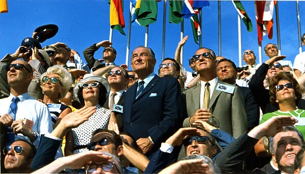 Spiro Agnew and Lyndon Johnson Watch the Apollo 11 Lift off, Florida, USA, 1969