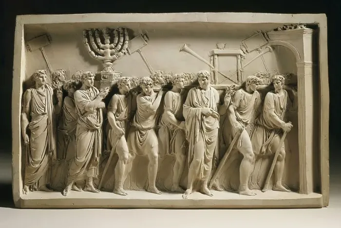Framed Print : Spoils of the Temple: After a Relief from the Arch of Titus, Rome, c.1791. Creator: Jean Guillaume Moitte Framed Print : Spoils of the Temple: After a Relief from the Arch of Titus, Rome, c.1791. Creator: Jean Guillaume Moitte