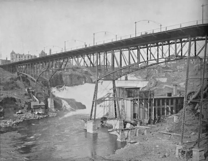 Framed Print : Spokane Falls, Washington, c1897. Creator: Unknown Framed Print : Spokane Falls, Washington, c1897. Creator: Unknown