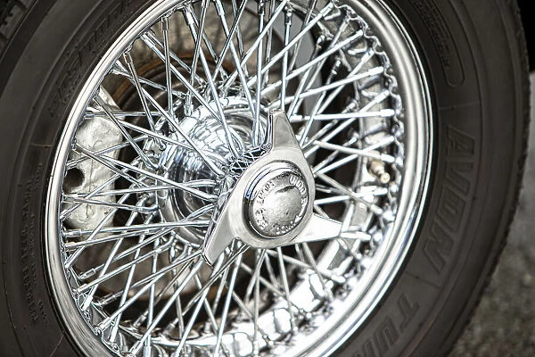 Spoked wheel of a 1965 Aston Martin DB5. Creator: Unknown
