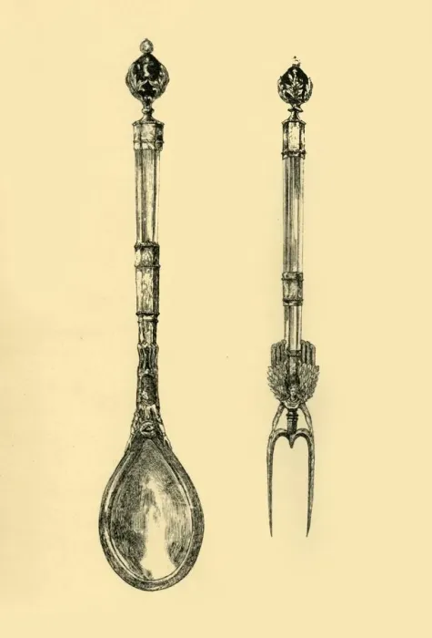 Framed Print : Spoon and fork, 15th century, (1881). Creator: T Charbonnier Framed Print : Spoon and fork, 15th century, (1881). Creator: T Charbonnier