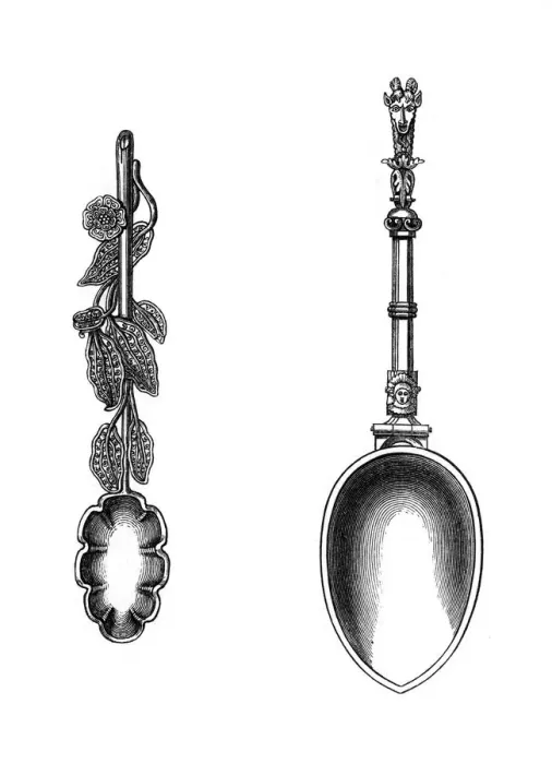 Framed Print : Spoons, 16th century, (1843). Artist: Henry Shaw Framed Print : Spoons, 16th century, (1843). Artist: Henry Shaw