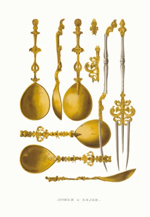 Framed Print : Spoons and forks? From the Antiquities of the Russian State, 1849-1853