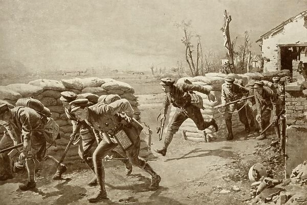 A Sporting Chance: British Soldiers Making a Dash for It, 1916. Creator: Unknown