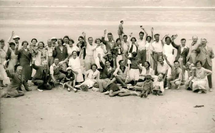 Framed Print : Sports day for the Gloucester Hotel party on La Publente Beach, Jersey, 1938 Framed Print : Sports day for the Gloucester Hotel party on La Publente Beach, Jersey, 1938