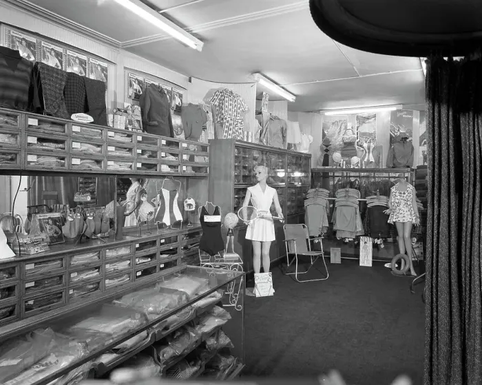 Framed Print : Sports shop interior, Sheffield, South Yorkshire, 1961. Artist: Michael Walters Framed Print : Sports shop interior, Sheffield, South Yorkshire, 1961. Artist: Michael Walters