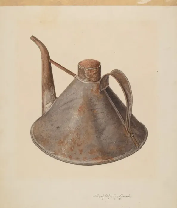 Framed Print : Spouted Oil Can, c. 1938. Creator: Lloyd Charles Lemcke Framed Print : Spouted Oil Can, c. 1938. Creator: Lloyd Charles Lemcke