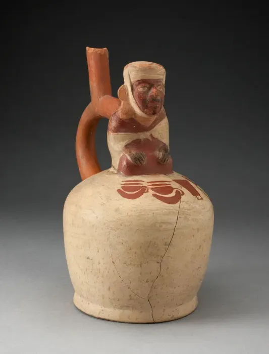 Framed Print : Spouted Vessel with Seated Figure Displaying a Painted Group of Objects, 100 B. C. / A. D Framed Print : Spouted Vessel with Seated Figure Displaying a Painted Group of Objects, 100 B. C. / A. D