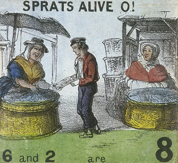 Sprats Alive O!, Cries of London, c1840. Artist: TH Jones
