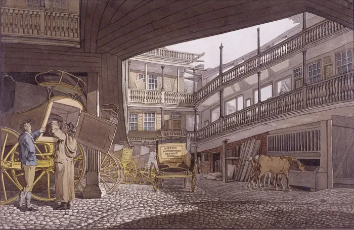 Framed Print : The Spread Eagle, Gracechurch Street, London, 1814. Artist: Robert Blemmell Schnebbelie