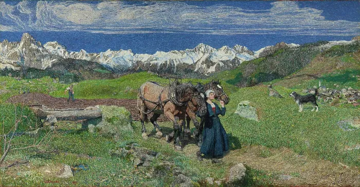 Framed Print : Spring in the Alps, 1897. Creator: Giovanni Segantini Framed Print : Spring in the Alps, 1897. Creator: Giovanni Segantini