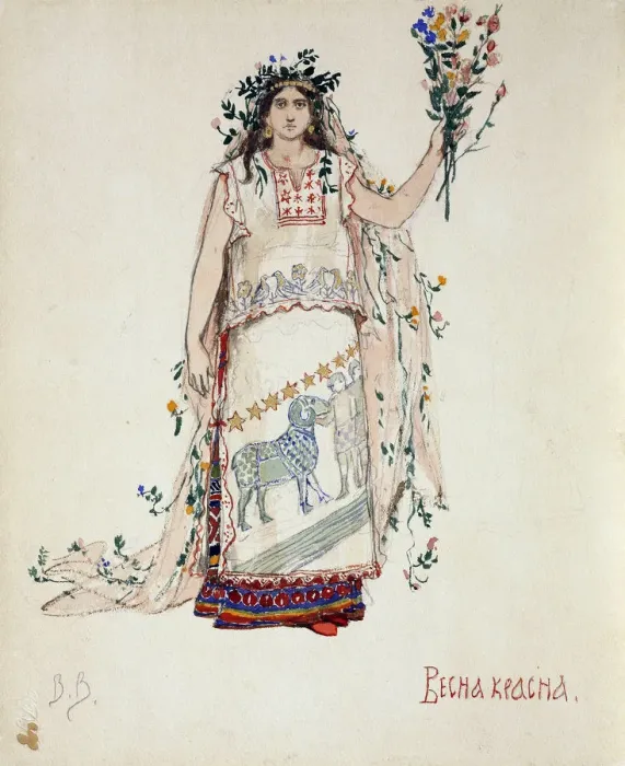 Framed Print : Spring Beauty. Costume design for the opera Snow Maiden by N. Rimsky-Korsakov, 1885. Artist: Vasnetsov, Viktor Mikhaylovich (1848-1926) Framed Print : Spring Beauty. Costume design for the opera Snow Maiden by N. Rimsky-Korsakov, 1885. Artist: Vasnetsov, Viktor Mikhaylovich (1848-1926)