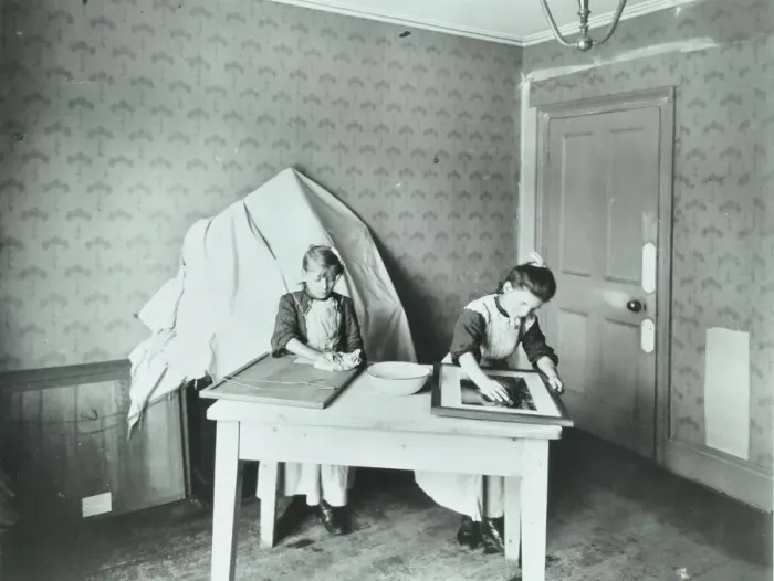 Framed Print : Spring cleaning; housewifery lesson, Denmark Hill School, Dulwich, London, 1908 Framed Print : Spring cleaning; housewifery lesson, Denmark Hill School, Dulwich, London, 1908