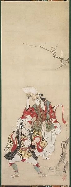 Spring Dancers (Manzai), 18th century. Creator: Miyagawa Ch?shun (Japanese, 1683-1753)