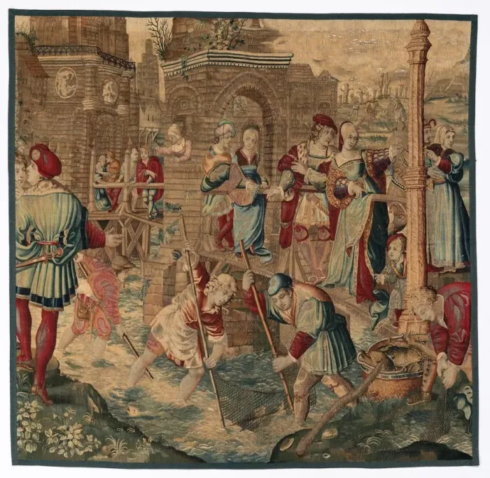 Framed Print : Spring: Fishing Scene (From Set of Four Seasons), late 1600s - early 1700s. Creator Framed Print : Spring: Fishing Scene (From Set of Four Seasons), late 1600s - early 1700s. Creator