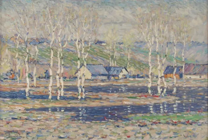 Framed Print : Spring flood, late 19th-early 20th century. Creator: Vilhelms Purvitis Framed Print : Spring flood, late 19th-early 20th century. Creator: Vilhelms Purvitis