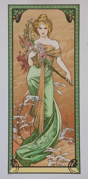 Framed Print : Spring (From the Series Les Saisons), 1900. Creator: Mucha, Alfons Marie (1860-1939) Framed Print : Spring (From the Series Les Saisons), 1900. Creator: Mucha, Alfons Marie (1860-1939)
