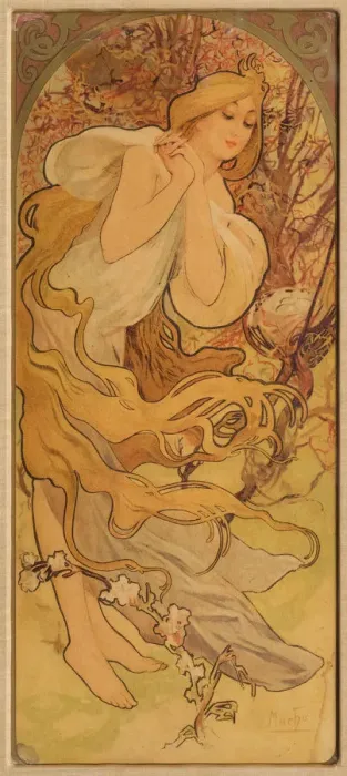 Framed Print : Spring (From the Series Les Saisons), c. 1900. Creator: Mucha, Alfons Marie (1860-1939) Framed Print : Spring (From the Series Les Saisons), c. 1900. Creator: Mucha, Alfons Marie (1860-1939)
