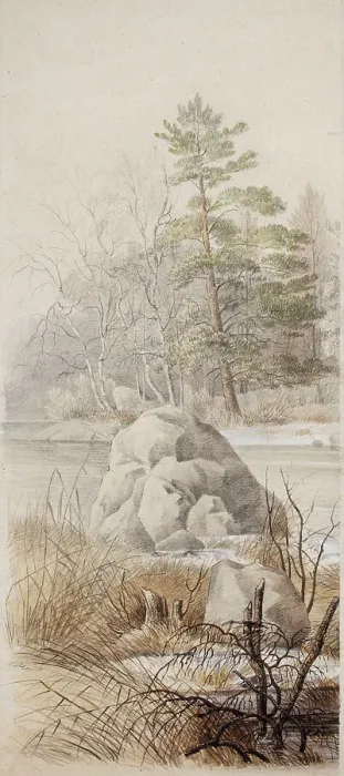Framed Print : Spring Landscape. Creator: Magnus von Wright Framed Print : Spring Landscape. Creator: Magnus von Wright