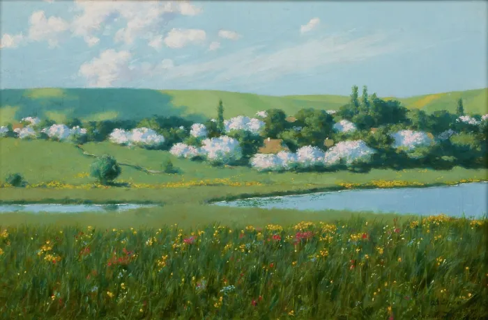 Framed Print : Spring Landscape with a Pond, 1902. Creator: Stanislaw Witkiewicz Framed Print : Spring Landscape with a Pond, 1902. Creator: Stanislaw Witkiewicz