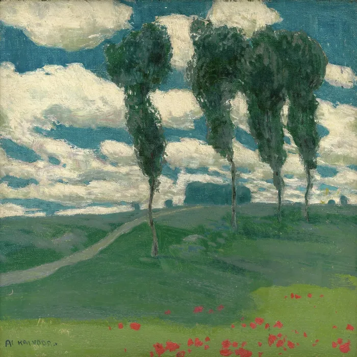 Framed Print : Spring landscape with poplar trees, 1914-1920. Creator: Alois Kalvoda Framed Print : Spring landscape with poplar trees, 1914-1920. Creator: Alois Kalvoda