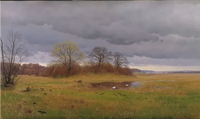 Framed Print : Spring landscape with rain showers. South Zealand, 1879. Creator: Hans Gabriel Friis Framed Print : Spring landscape with rain showers. South Zealand, 1879. Creator: Hans Gabriel Friis