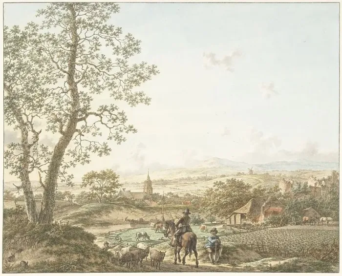 Framed Print : Spring, morning and earth; the four seasons, times of the day and elements, 1797. Creator: Jacob Cats Framed Print : Spring, morning and earth; the four seasons, times of the day and elements, 1797. Creator: Jacob Cats