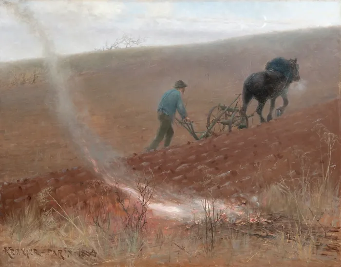 Framed Print : Spring Ploughing, 1884. Creator: Kreuger, Nils (1858-1930) Framed Print : Spring Ploughing, 1884. Creator: Kreuger, Nils (1858-1930)
