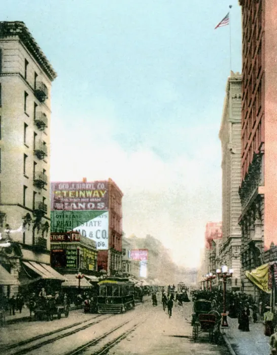 Framed Print : Spring Street, Los Angeles, California, USA, c1900s Framed Print : Spring Street, Los Angeles, California, USA, c1900s