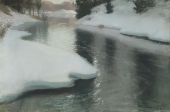 Framed Print : Spring Thaw, 1887. Creator: Frits Thaulow Framed Print : Spring Thaw, 1887. Creator: Frits Thaulow