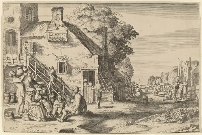 Framed Print : Spring (Village Fair before an Inn), 1617. Creator: Jan van de Velde II Framed Print : Spring (Village Fair before an Inn), 1617. Creator: Jan van de Velde II