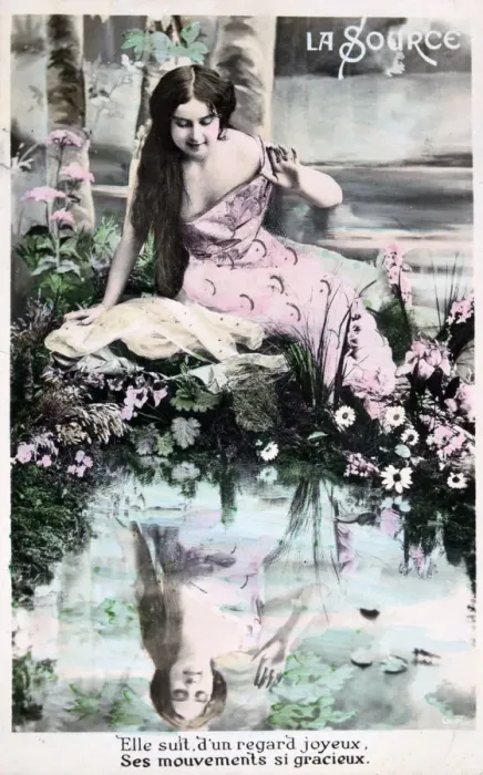 Framed Print : Spring, vintage French postcard, c1900 Framed Print : Spring, vintage French postcard, c1900