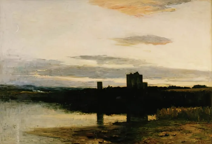 Framed Print : Spynie Castle and Loch, 1866. Creator: George Reid Framed Print : Spynie Castle and Loch, 1866. Creator: George Reid