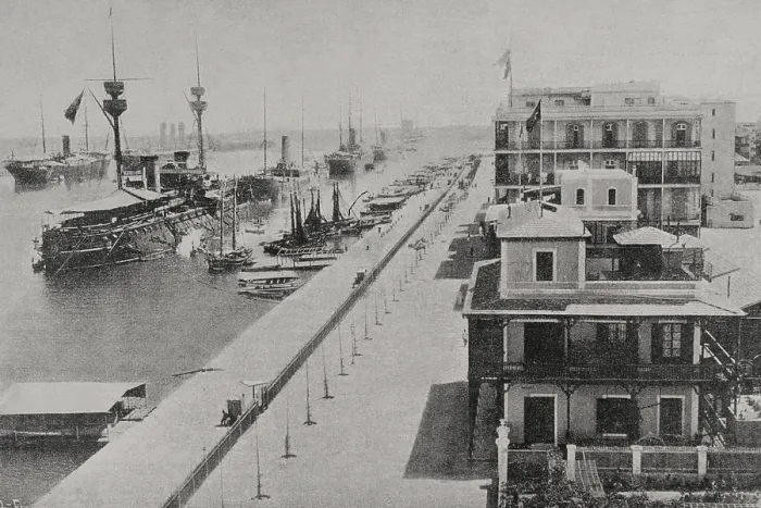 Framed Print : The squadron of Admiral Manuel de la Camara in Port-Said, 1898. Creator: Unknown Framed Print : The squadron of Admiral Manuel de la Camara in Port-Said, 1898. Creator: Unknown