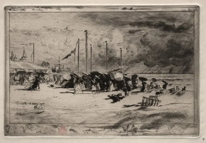 Framed Print : A Squall at Trouville, 1874. Creator: Felix Hilaire Buhot (French, 1847-1898) Framed Print : A Squall at Trouville, 1874. Creator: Felix Hilaire Buhot (French, 1847-1898)
