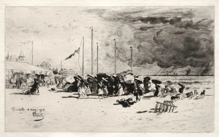 Framed Print : The Squall at Trouville, 1874. Creator: Felix Hilaire Buhot (French, 1847-1898) Framed Print : The Squall at Trouville, 1874. Creator: Felix Hilaire Buhot (French, 1847-1898)