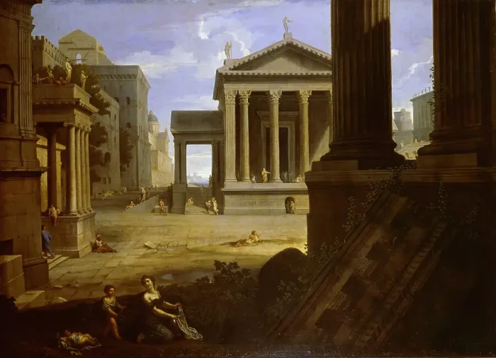 Framed Print : Square of an Ancient City, End 1630s. Artist: Le Maire, Jean (1597-1659) Framed Print : Square of an Ancient City, End 1630s. Artist: Le Maire, Jean (1597-1659)