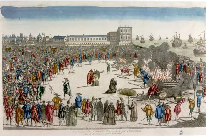 Framed Print : Square with the audience watching an execution The quemadero, colored engraving Framed Print : Square with the audience watching an execution The quemadero, colored engraving