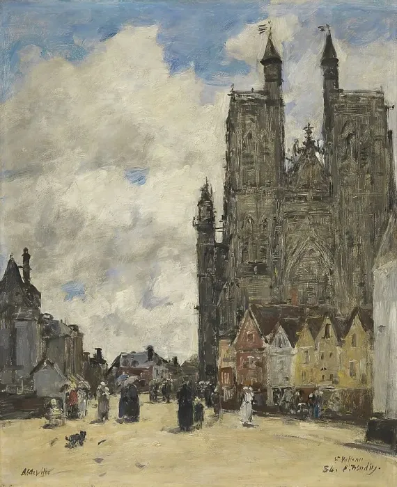 Framed Print : The Square of the Church of Saint Vulfran in Abbeville, 1884. Creator: Eugene Louis Boudin Framed Print : The Square of the Church of Saint Vulfran in Abbeville, 1884. Creator: Eugene Louis Boudin