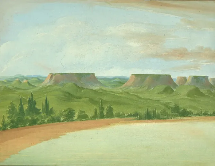 Framed Print : Square Hills, 1200 Miles above St. Louis, 1832. Creator: George Catlin Framed Print : Square Hills, 1200 Miles above St. Louis, 1832. Creator: George Catlin