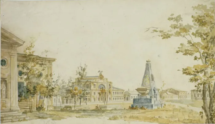 Framed Print : The Square in Kherson, 1797. Artist: Alexeyev, Fyodor Yakovlevich (1753-1824) Framed Print : The Square in Kherson, 1797. Artist: Alexeyev, Fyodor Yakovlevich (1753-1824)