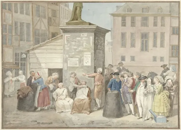 Framed Print : Square with monks and nuns during the revolution in Belgium, October 20, 1787, (1787). Creator: Aert Schouman Framed Print : Square with monks and nuns during the revolution in Belgium, October 20, 1787, (1787). Creator: Aert Schouman