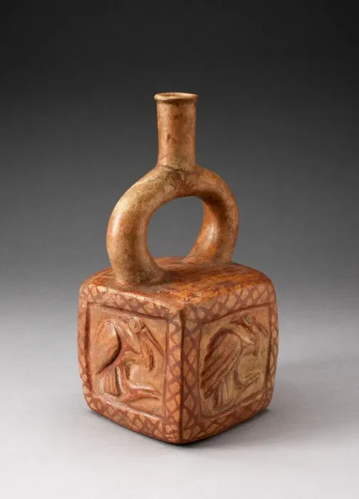 Framed Print : Square Stirrup Spout Vessel with Raised Bird Motifs, 100 B. C. / A. D. 500. Creator: Unknown Framed Print : Square Stirrup Spout Vessel with Raised Bird Motifs, 100 B. C. / A. D. 500. Creator: Unknown