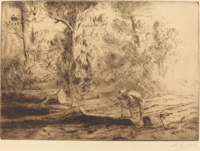 Framed Print : Squaring Logs (Homme que fend des buches). Creator: Alphonse Legros Framed Print : Squaring Logs (Homme que fend des buches). Creator: Alphonse Legros