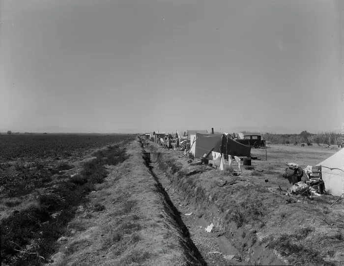 Framed Print : Squatter camp on county road near Calipatria, 1937. Creator: Dorothea Lange Framed Print : Squatter camp on county road near Calipatria, 1937. Creator: Dorothea Lange