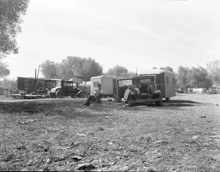 Framed Print : Squatter camp, outskirts of Bakersfield, California, 1936. Creator: Dorothea Lange Framed Print : Squatter camp, outskirts of Bakersfield, California, 1936. Creator: Dorothea Lange
