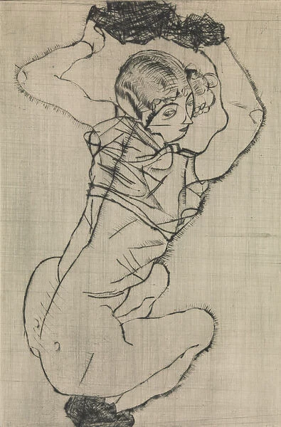 Squatting Woman, 1914. Creator: Egon Schiele